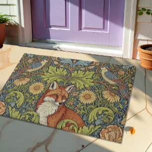 Garden Fox & Hoopoe Art Nuovo W. Morris / Floral Doormat