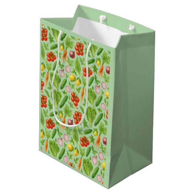 Garden-Fresh Veggies Gift Bag — Medium | Green (Back Angled)
