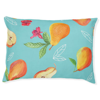 Garden Fruits: Watercolor Blue. Pet Bed