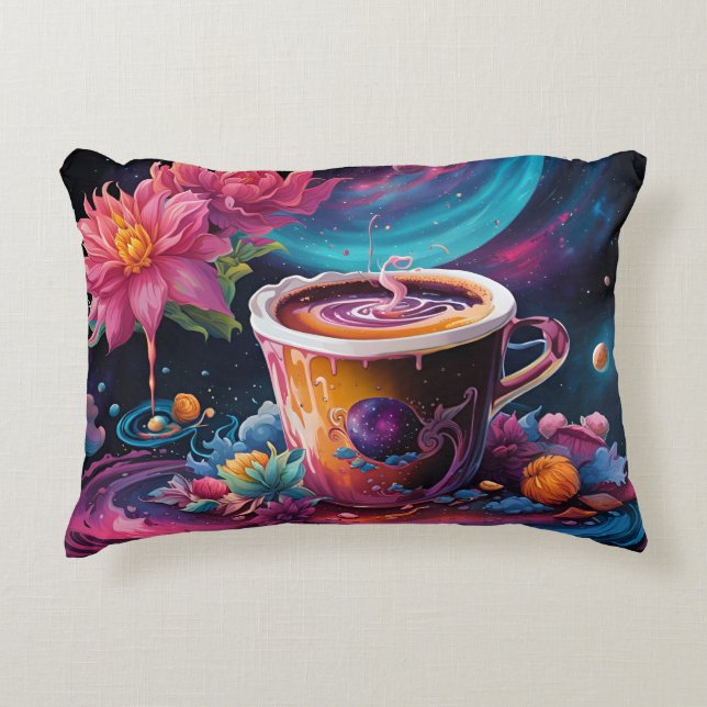 Garden Galaxy Coffee Accent Pillow (Front)