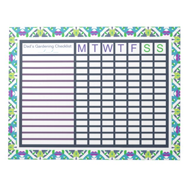 Garden Gardening Growing Weekly Tracker Planner Notepad (Front)
