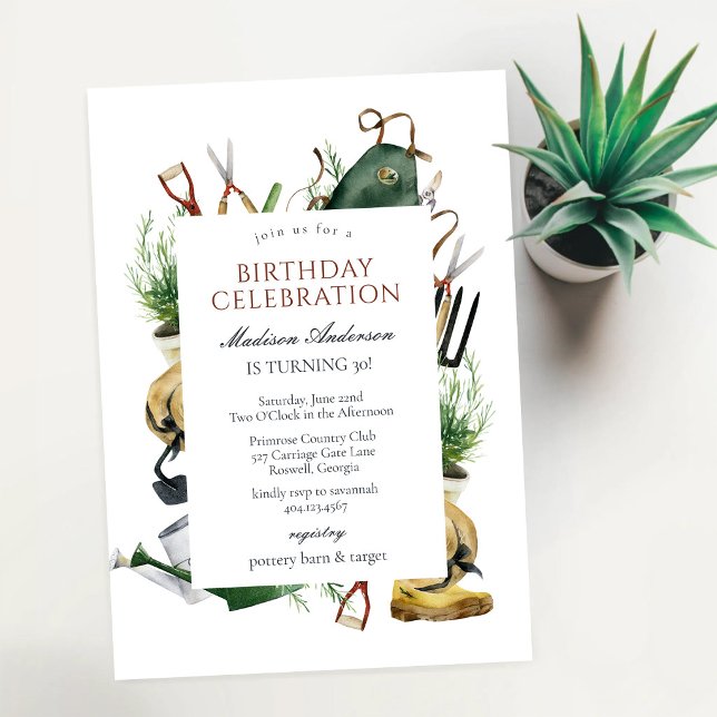 Garden Gardening Tools Birthday Invitation (Creator Uploaded)