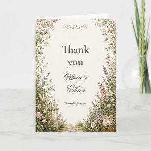 Garden Gate Floral Wedding Thank You Card