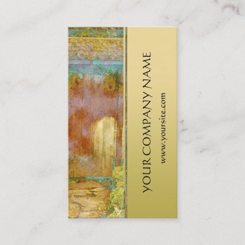 Garden Gate in Turquoise Gold and Green Business Card