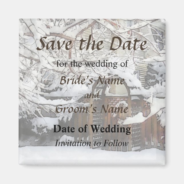 Garden Gate in Winter Save the Date Magnet (Front)
