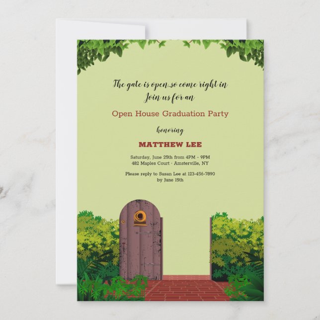 Garden Gate Open House Party Invitation (Front)