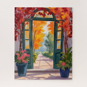 Garden Gate   Watercolor Botanical Floral Painting Jigsaw Puzzle