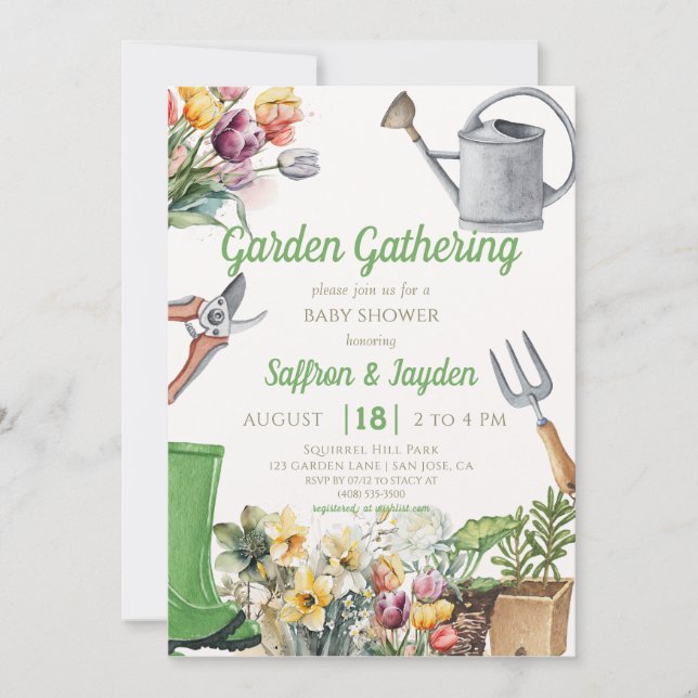 Garden Gathering Party Spring Baby Shower Invitation (Front)