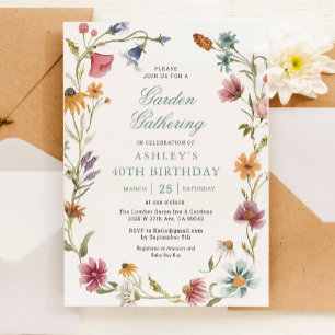 Garden Gathering Party Wildflower Birthday Invitation