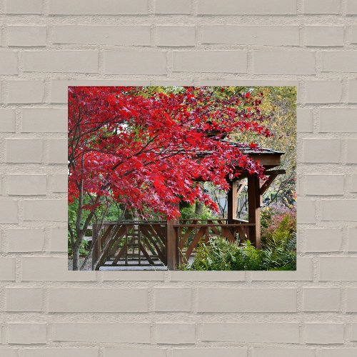 Garden Gazebo and Red Maple Leaves Acrylic Print
