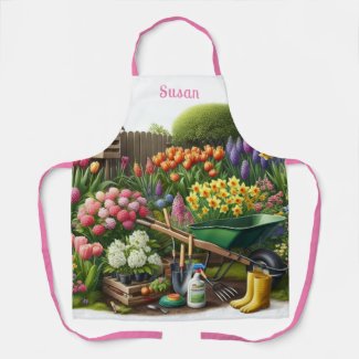 Garden Girl Personalized All-Over Print Apron