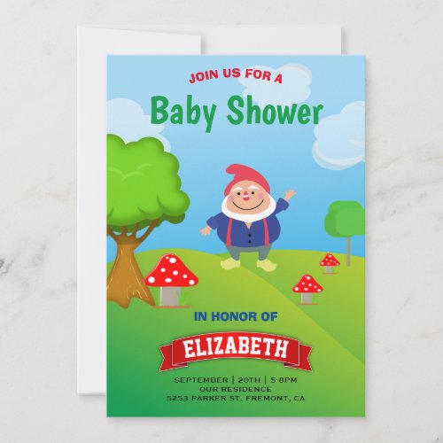 Garden Gnome Baby Shower Invitation