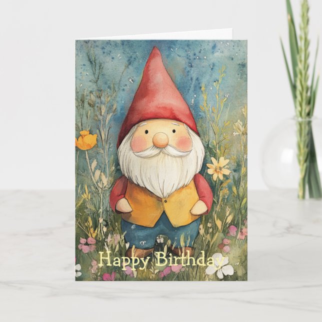Garden Gnome Birthday Card (Front)