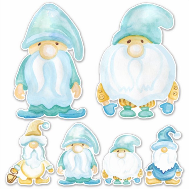 Garden Gnome Bros Watercolor Painted Kid's Room Sticker (Front)