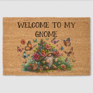 Garden Gnome Butterfly  Fiber Doormat