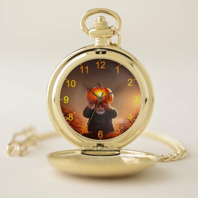 Garden Gnome Carrying A Pumpkin, Pocket Watch (Inside)