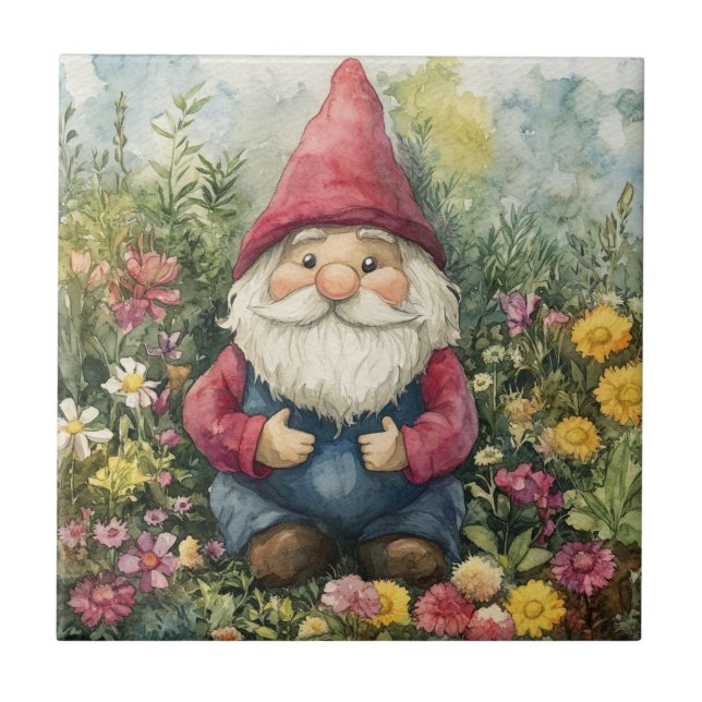 Garden Gnome Ceramic Tile (Front)