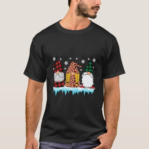 Garden Gnome Christmas Leopard Plaid Matching Fami T_Shirt