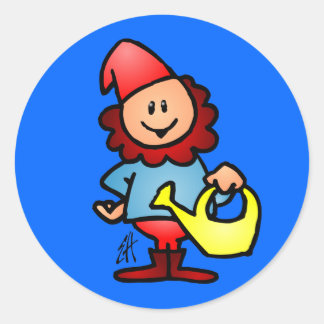 Garden gnome classic round sticker