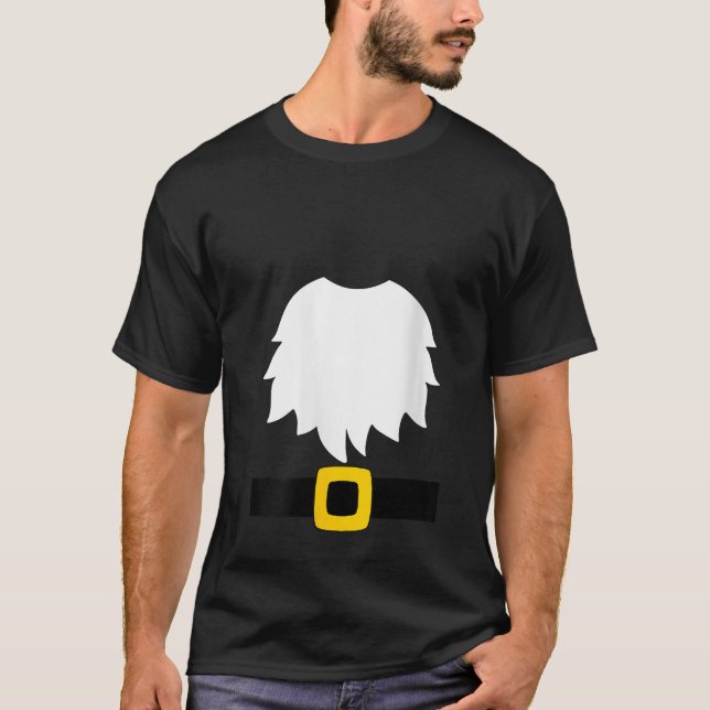 Garden Gnome Costume White Beard And Belt With Buc T-Shirt (Front)