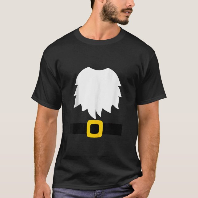 Garden Gnome Costume White Beard And Belt With Buc T-Shirt (Front)