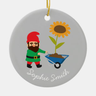 Garden gnome cute gardening theme ceramic ornament