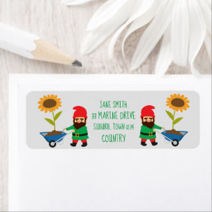 Garden gnome cute gardening theme label