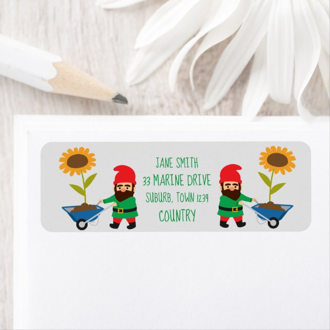 Garden gnome cute gardening theme label (Insitu)
