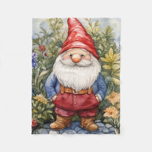 Garden Gnome Fleece Blanket (Front)
