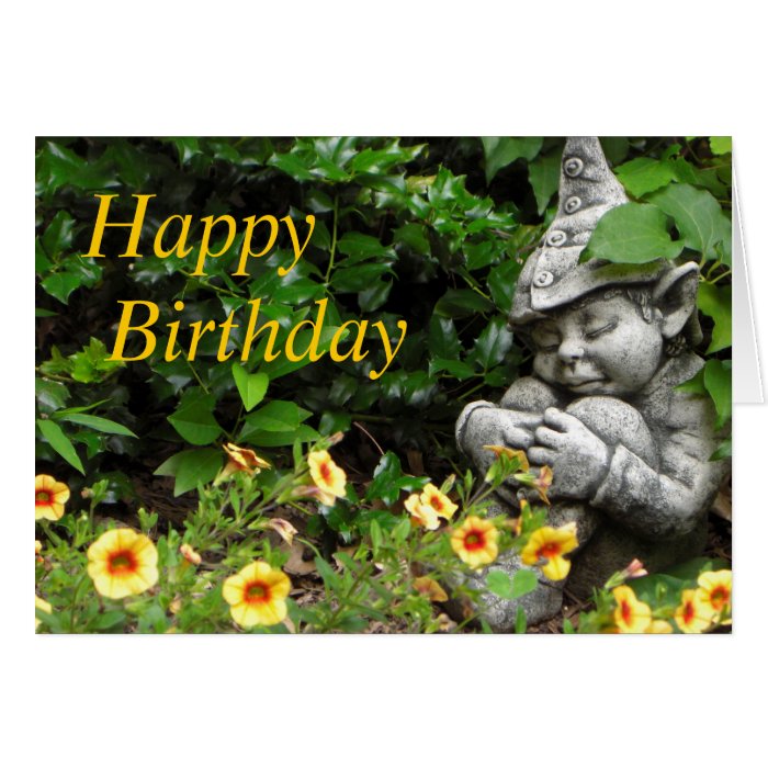 Garden Gnome Happy Birthday Card Zazzle