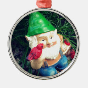 Garden Gnome in my Chamomile#inmygarden Metal Ornament