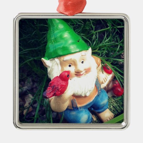 Garden Gnome in my Chamomile#inmygarden Metal Ornament