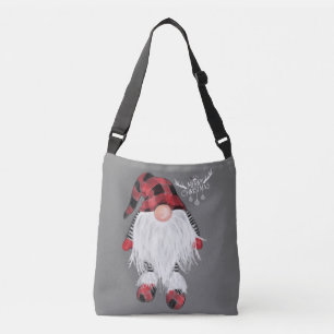 Garden Gnome Merry Christmas Red Buffalo Plaid Paj Crossbody Bag