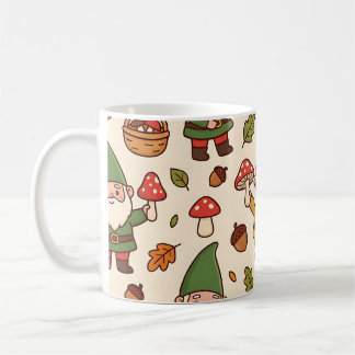 Garden Gnome Mushroom Mug - Autumn Cozy Pattern