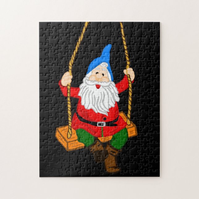 Garden Gnome on a Swing Jigsaw Puzzle (Vertical)