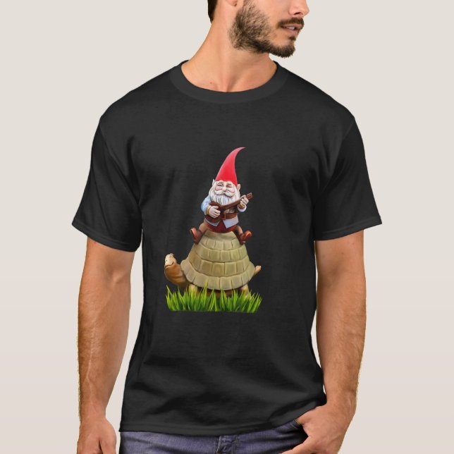 Garden Gnome on Turtle T-Shirt (Front)
