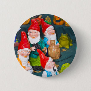 Garden gnome pinback button
