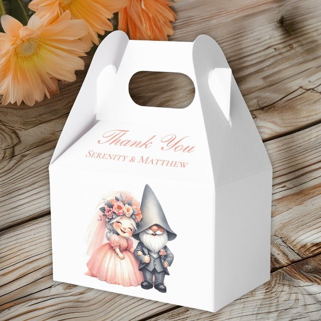 Garden Gnome Romantic Fairytale Wedding Thank You Favor Boxes (Creator Uploaded)