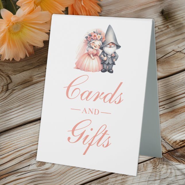 Garden Gnome Rustic Wedding Cards and Gifts  Table Tent (Creator Uploaded)