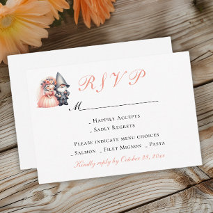 Garden Gnome Wedding RSVP Orange Woodland Summer Card