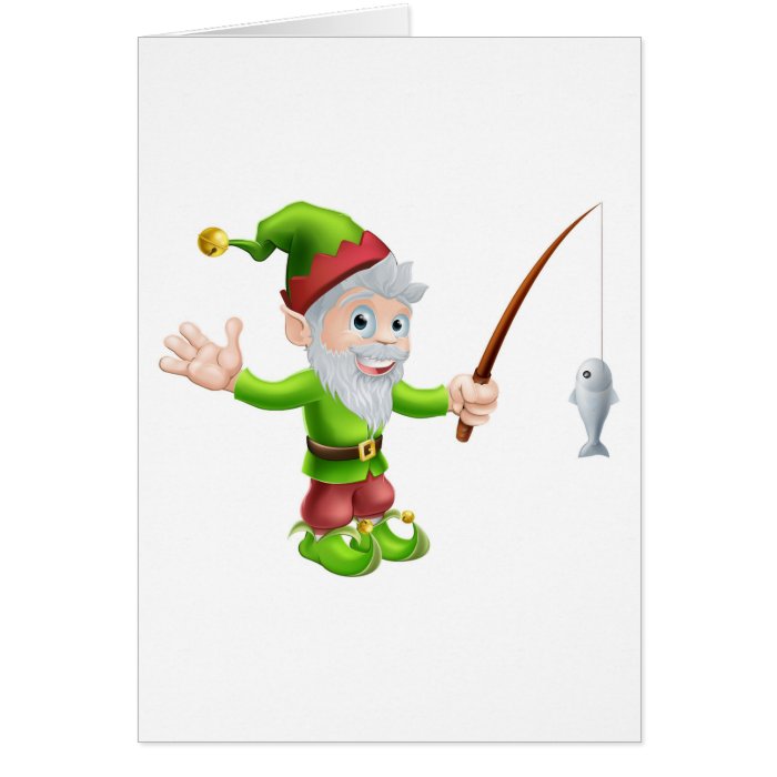 Garden gnome with fishing rod card