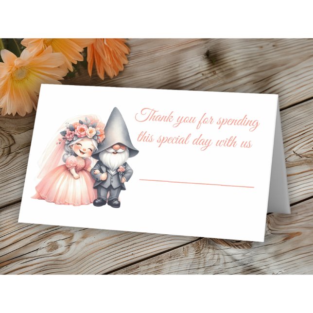 Garden Gnome Woodland Orange Wedding Table Escort  Place Card (Creator Uploaded)