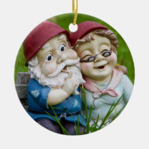 Garden Gnomes Couple Ornament Round