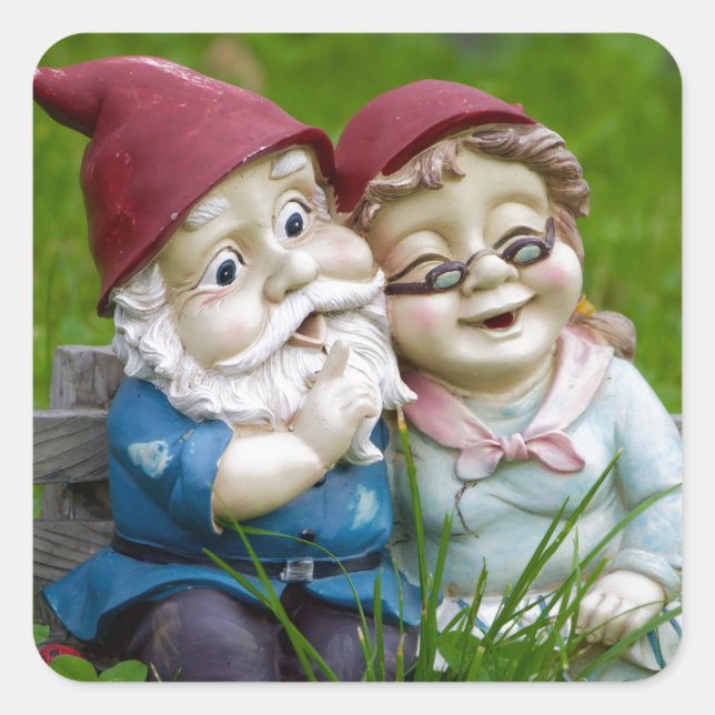 Garden Gnomes Couple Square Sticker (Front)