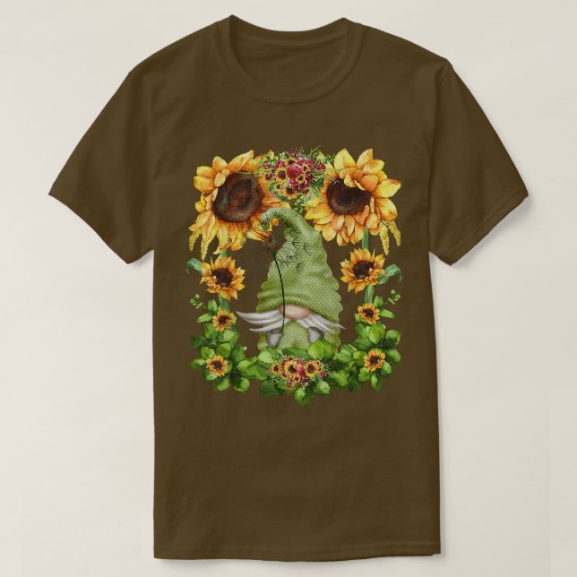 Garden Gnomes For Women With Sunflower Cute Pink D T-Shirt (Design Front)