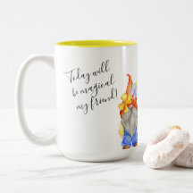 Garden Gnomes, Fun Colorful Modern Two-Tone Coffe