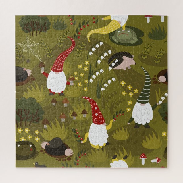 Garden Gnomes: Humorous Flora Fauna. Jigsaw Puzzle (Vertical)