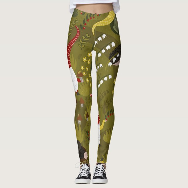 Garden Gnomes: Humorous Flora Fauna. Leggings (Front)