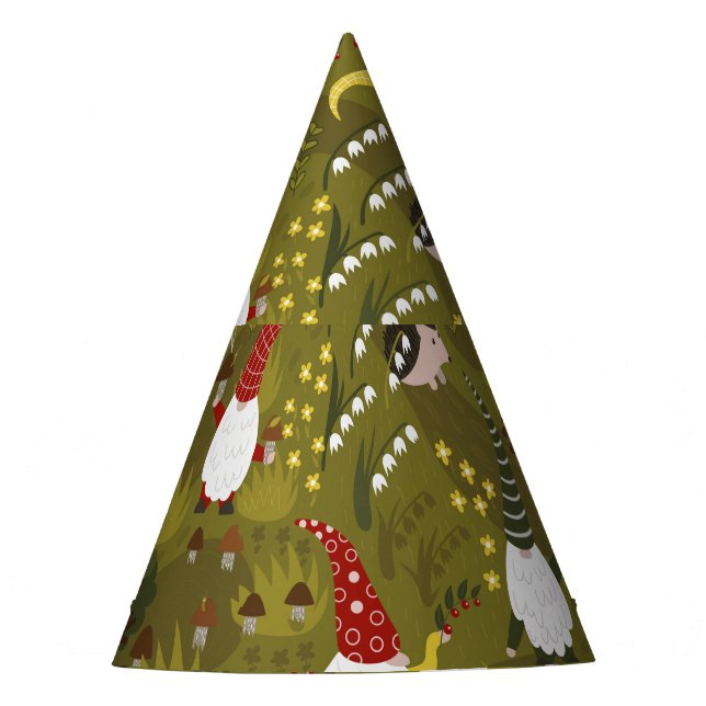 Garden Gnomes: Humorous Flora Fauna. Party Hat (Front)