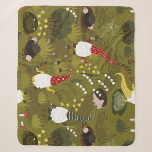 Garden Gnomes: Humorous Flora Fauna. Sherpa Blanket